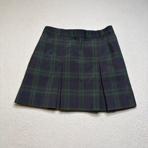 Dennis Plaid Skirt Women‎ 9 Green Blackwatch Pleated Y2K School Uniform Mini
